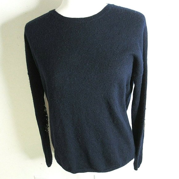 WYSE LONDON Navy Cashmere w/Gold Sequins Sweater - Picture 3 of 6